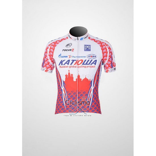 Katusha Ropa Ciclismo Culotte Corto 2011 Mangas Cortas Blanco y Rojo